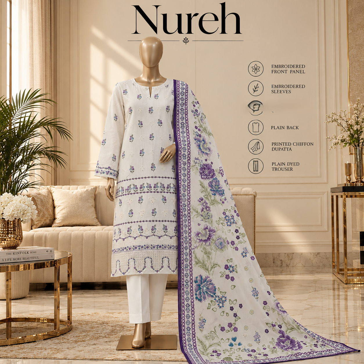 Nureh Riaz Arts Luxury Embroidered 3pc - Design 17
