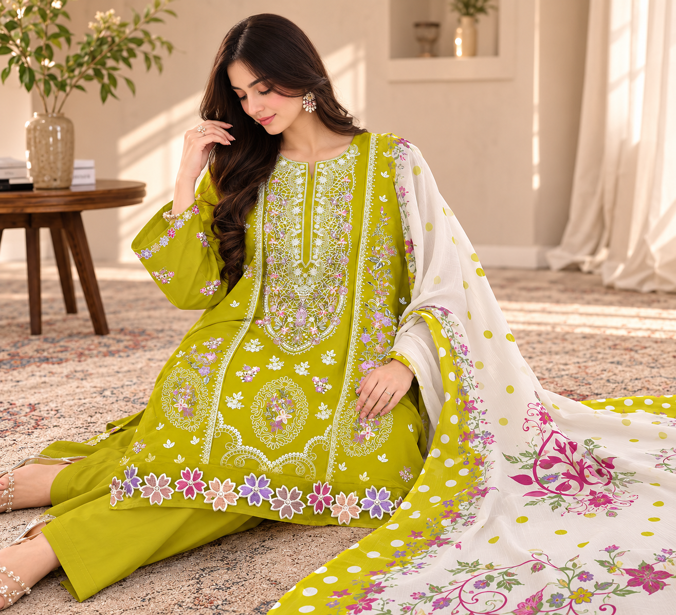 Nureh Riaz Arts Luxury Embroidered 3pc - Design 15