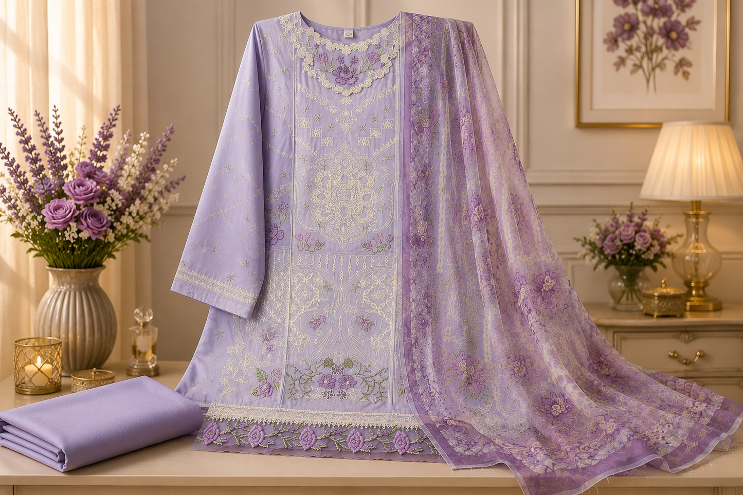 Nureh Riaz Arts Luxury Embroidered 3pc - Design 12
