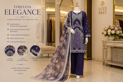 Nureh Riaz Arts Luxury Embroidered 3pc - Design 14