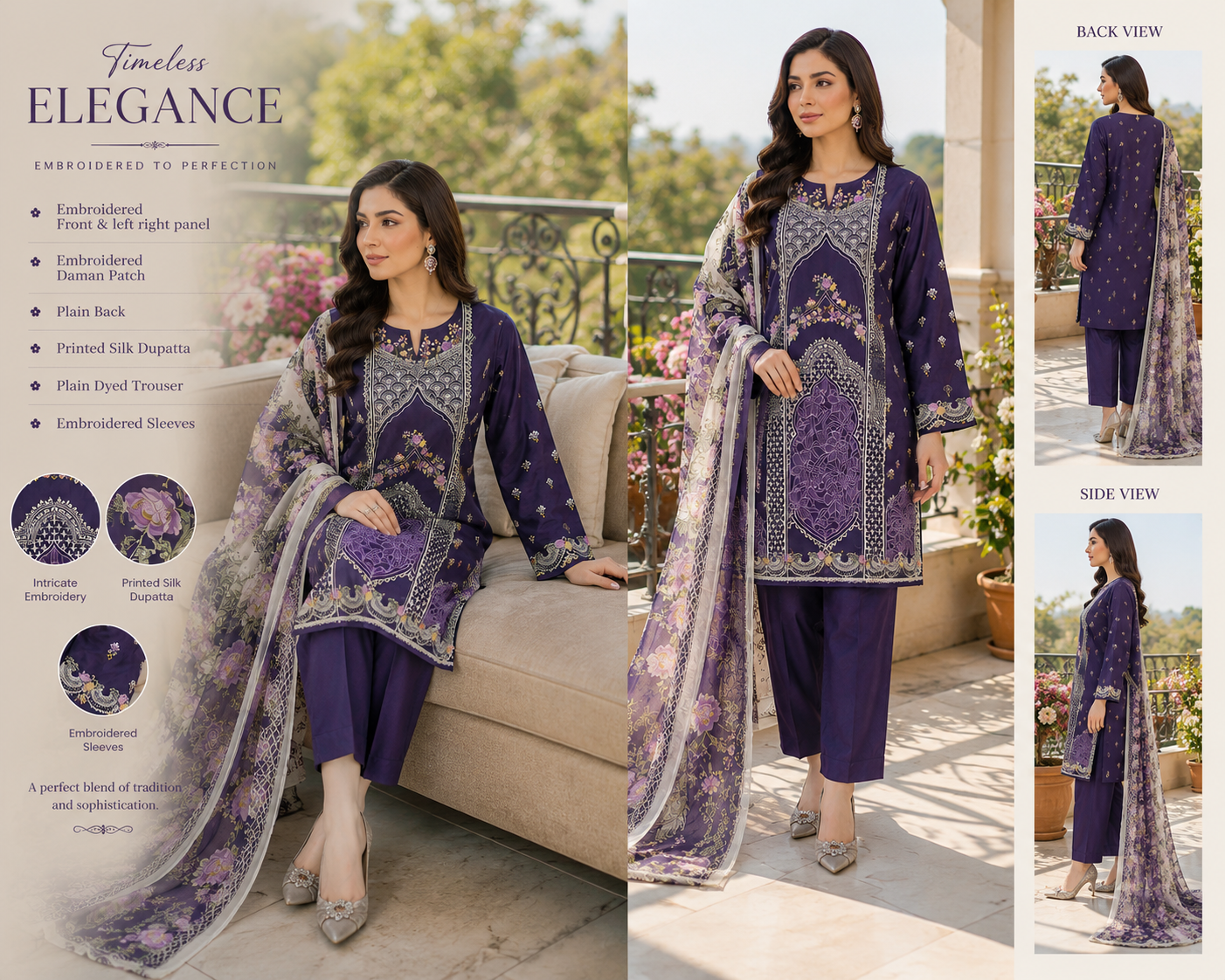 Nureh Riaz Arts Luxury Embroidered 3pc - Design 14