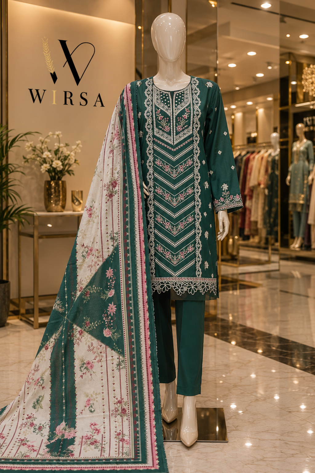 Wirsa Fabric branded designer replica stitched ladies suit Lahore