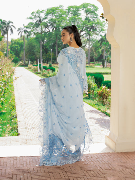 3PC Opal Sky lawn suit with embroidered chiffon dupatta – Wirsa Summer 2026