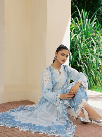Opal Sky luxury lawn suit dupatta drape detail – Wirsa Summer 2026