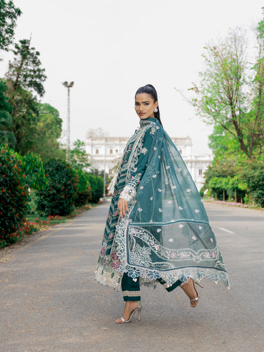 Emerald Regal 3PC embroidered luxury lawn suit full layout – Wirsa Summer 2026
