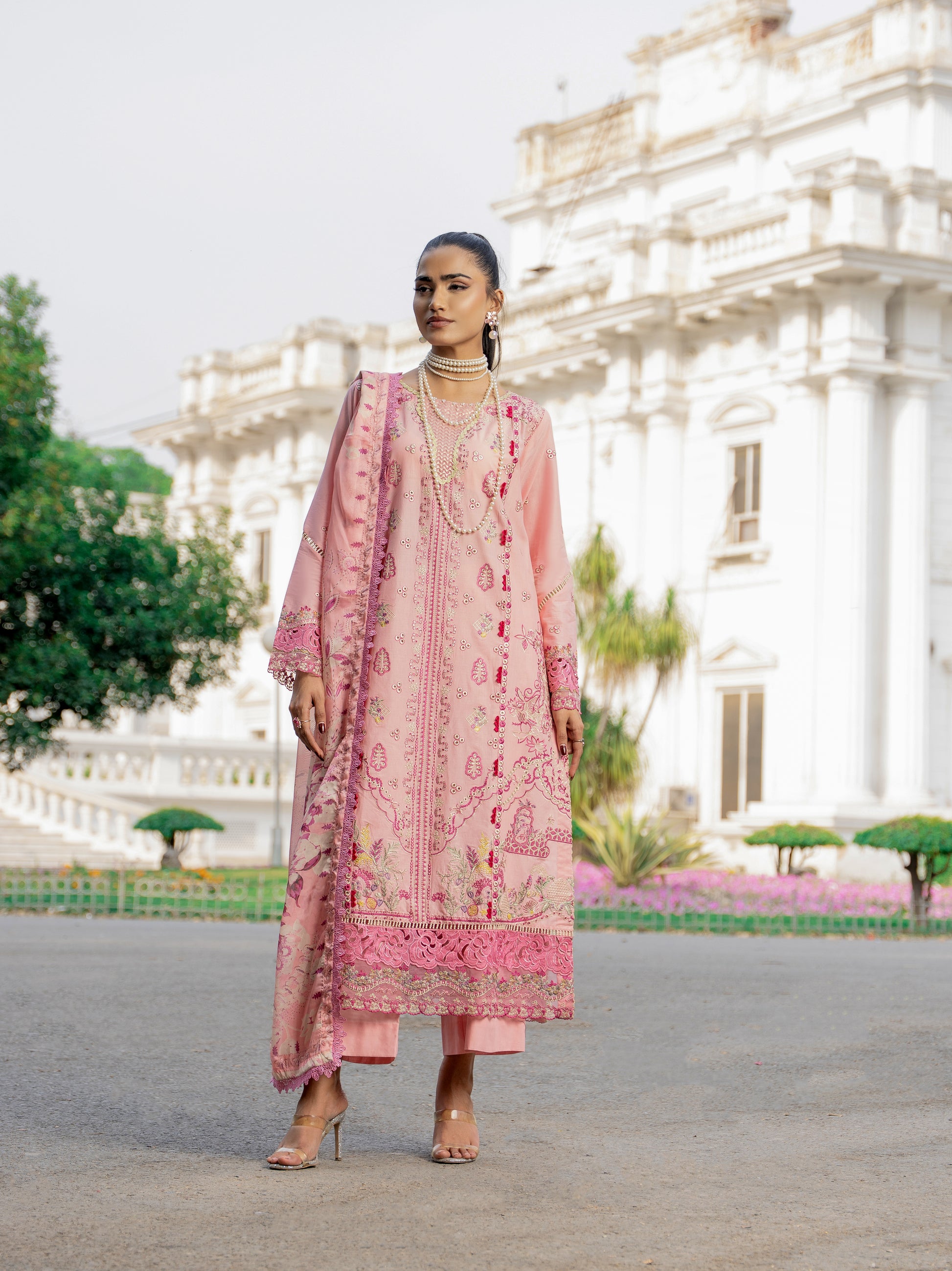  Sunflower embroidered luxury lawn suit front view – Wirsa Summer Collection 2026