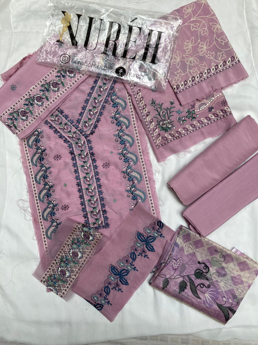 Nureh Winter Viscose Embroidered Suit – Tea Pink (Unstitched)