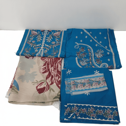 Nureh Riaz Arts Luxury Embroidered 3pc - Design 1 - Unstitched 3Pc - wirsa fabric