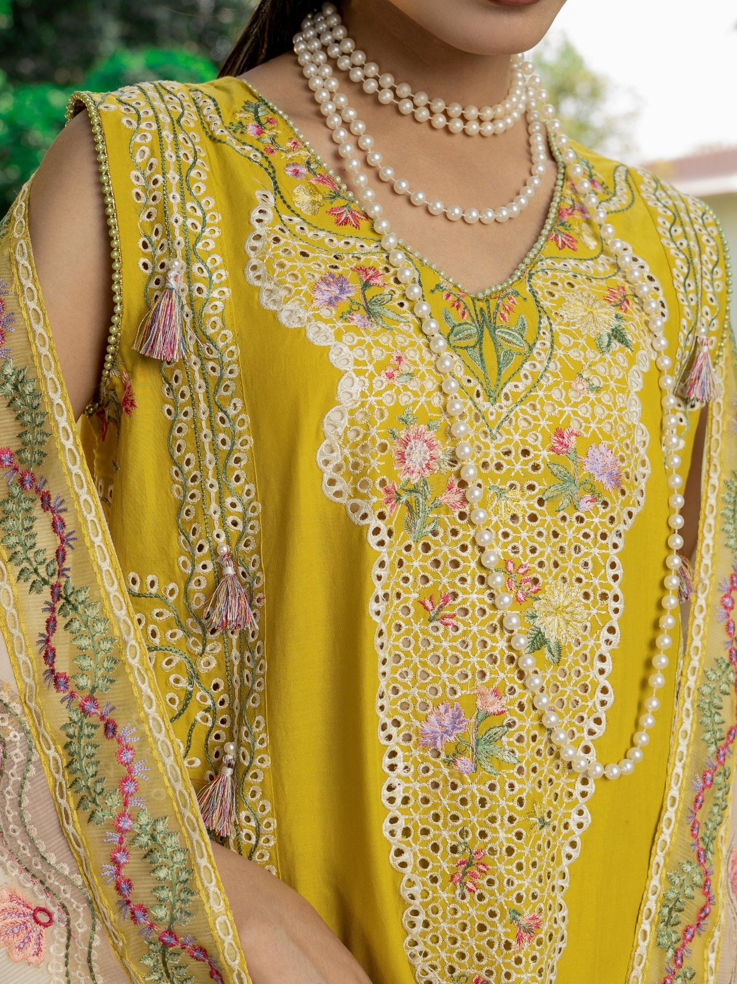 Sunflower — 3PC Embroidered Luxury Lawn Suit with Khadinet Dupatta | Wirsa Summer Collection - Unstitched 3Pc - wirsa fabric