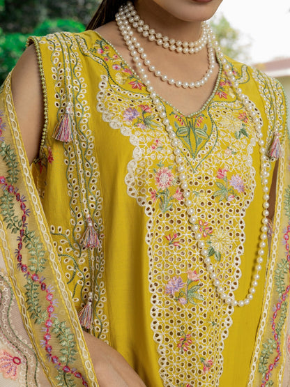 Sunflower — 3PC Embroidered Luxury Lawn Suit with Khadinet Dupatta | Wirsa Summer Collection - Unstitched 3Pc - wirsa fabric