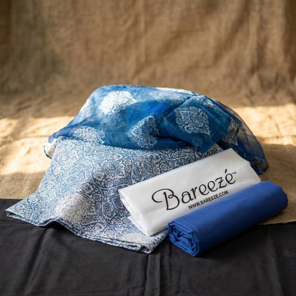 Bareeze Embroidered 3pc Suit with Printed Chiffon Dupatta - Design 15