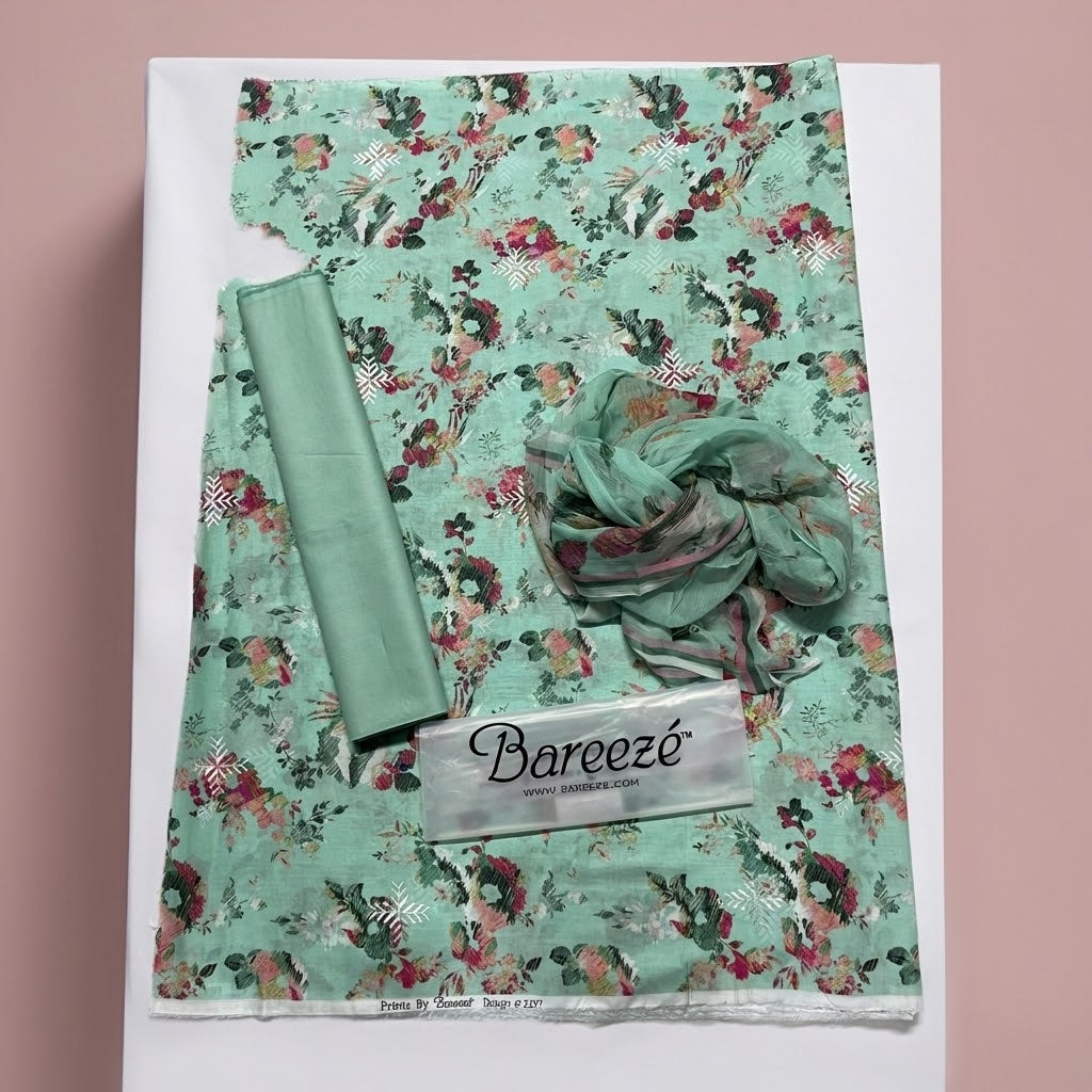 Bareeze original unstitched embroidered cotton suit at Wirsa Fabric