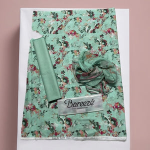 Bareeze Embroidered 3pc Suit with Printed Chiffon Dupatta - Design 21