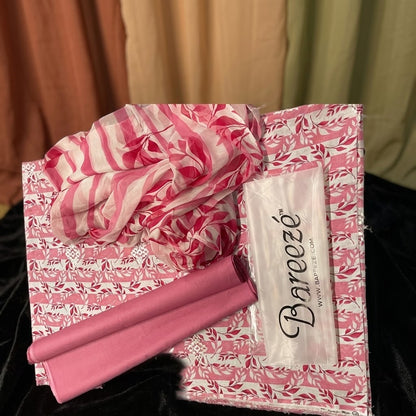 Bareeze Embroidered 3pc Suit with Printed Chiffon Dupatta - Design 14