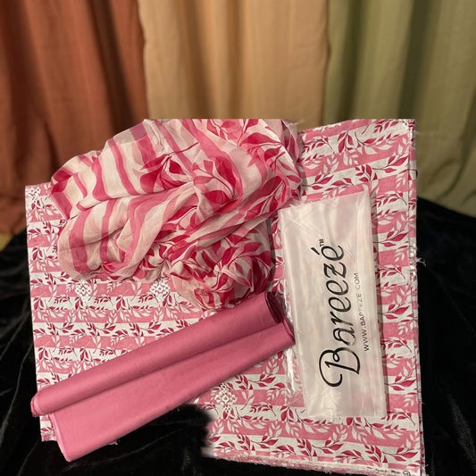 Bareeze Embroidered 3pc Suit with Printed Chiffon Dupatta - Design 14