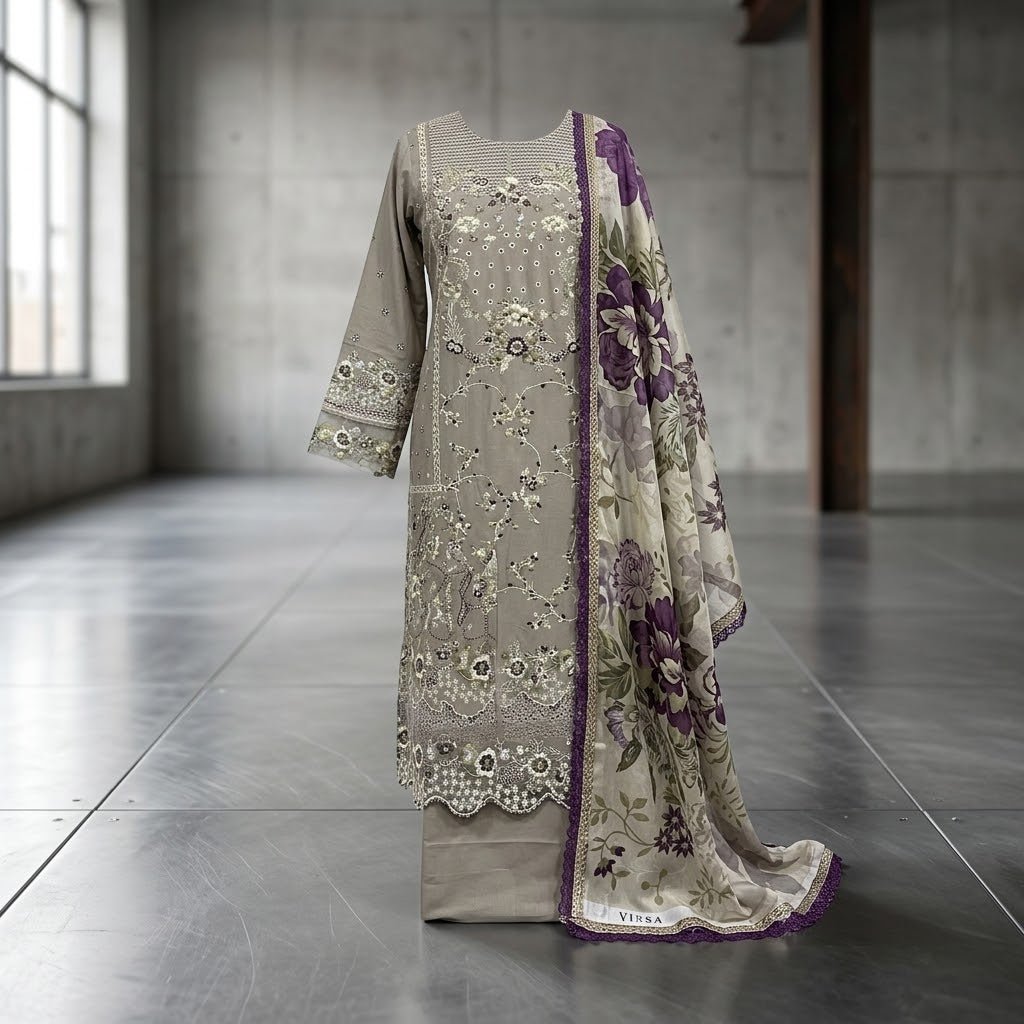 Wirsa Regular 1 — 3PC Embroidered Lawn Suit - Lawn Suit - wirsa fabric