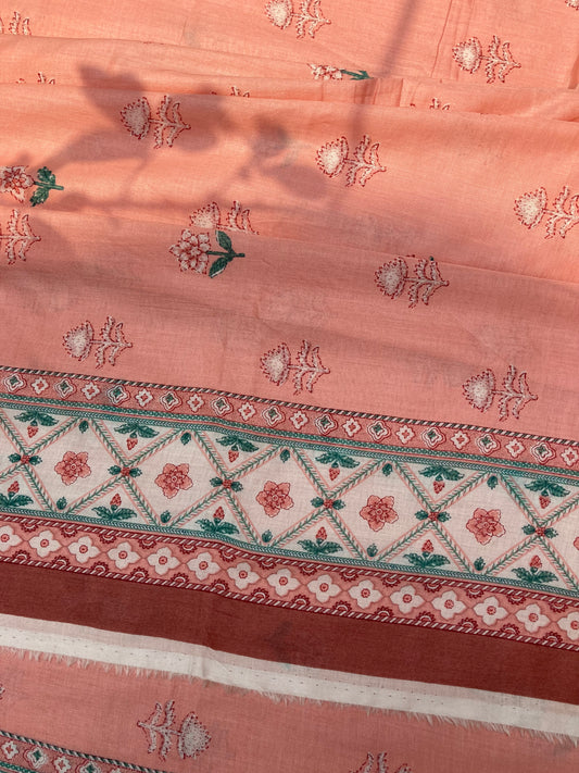Beechtree Printed 2-Piece Unstitched Lawn Suit – Peach