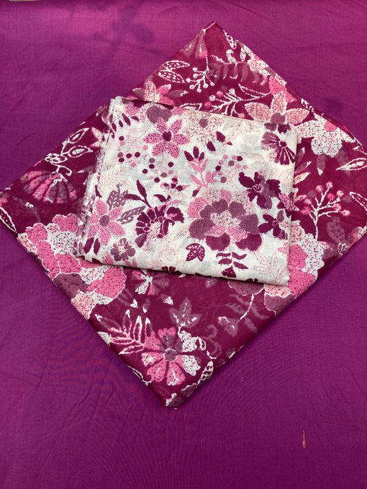 Beechtree Printed 2-Piece Unstitched Lawn Suit – Plum