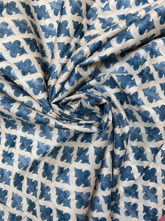 Beechtree All-Over 2-Piece Unstitched Lawn Suit – White & Blue