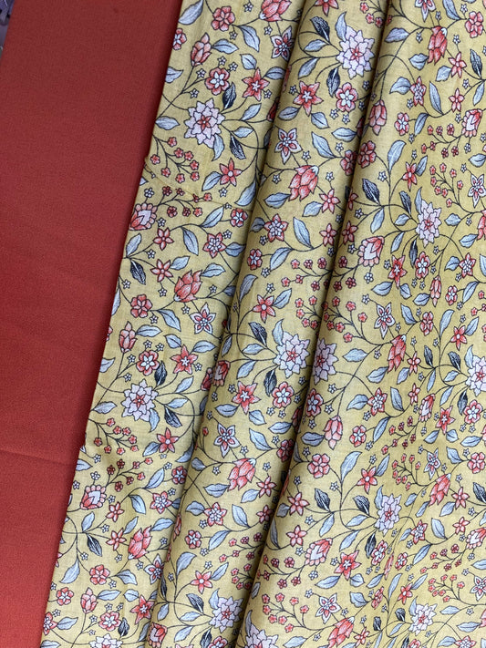 Beechtree All-Over 2-Piece Unstitched Lawn Suit – Mustard Multi Floral