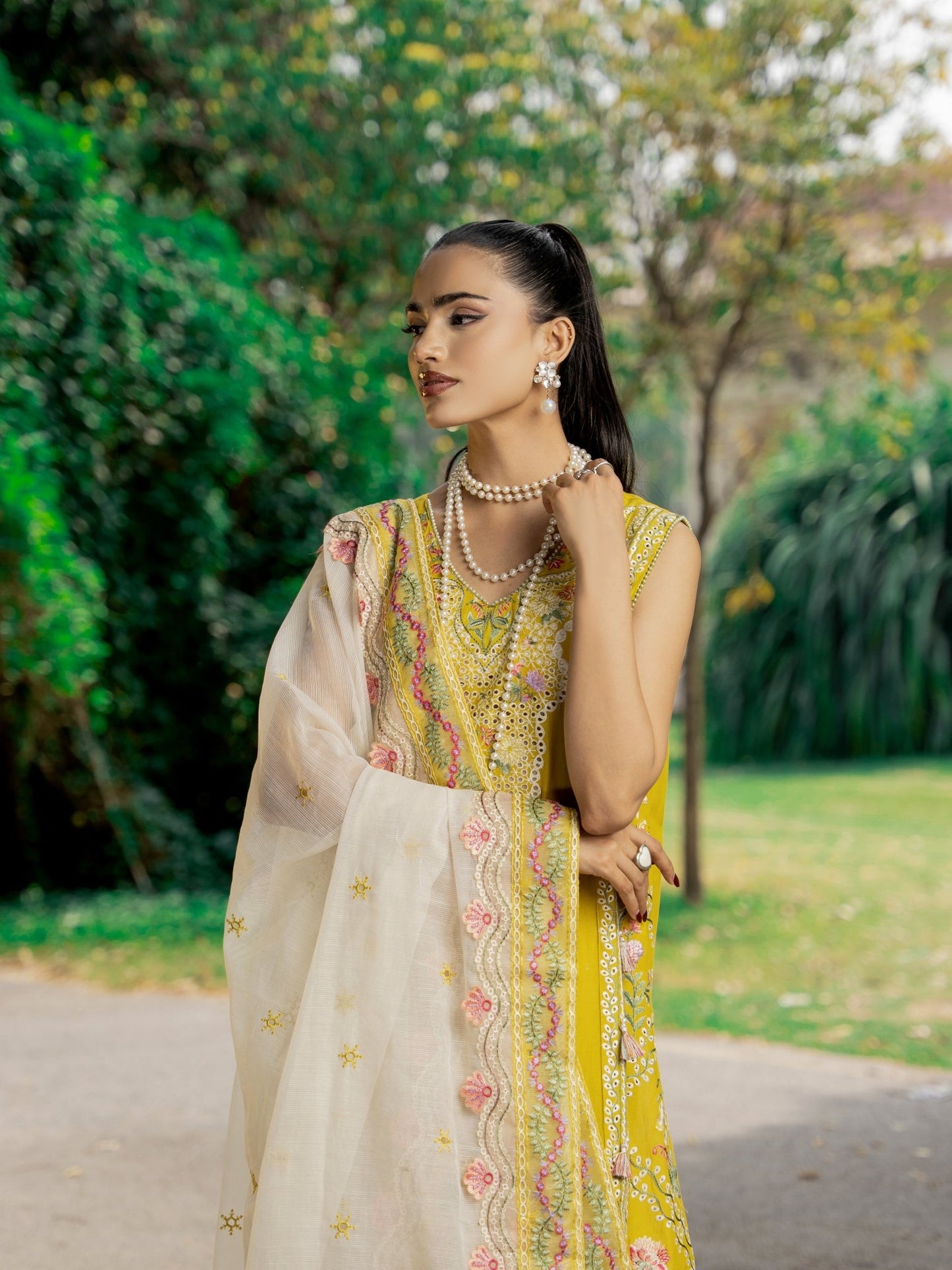 Sunflower — 3PC Embroidered Luxury Lawn Suit with Khadinet Dupatta | Wirsa Summer Collection - Unstitched 3Pc - wirsa fabric