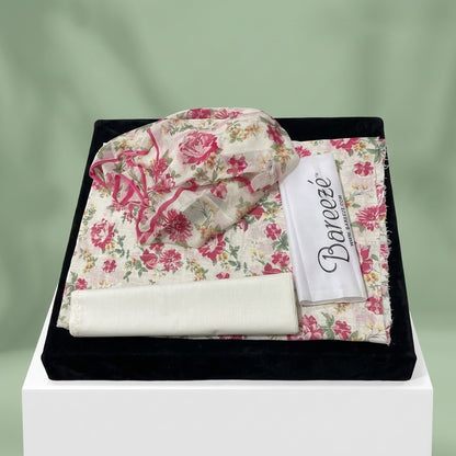 Bareeze Embroidered 3pc Suit with Printed Chiffon Dupatta - Design 20