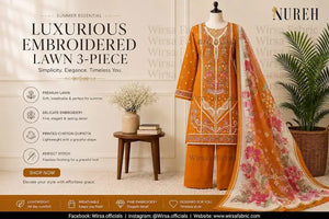 Nureh Riaz Arts Luxury Embroidered 3pc - Design 33