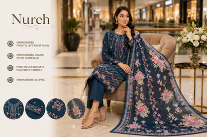 Nureh Riaz Arts Luxury Embroidered 3pc - Design 16