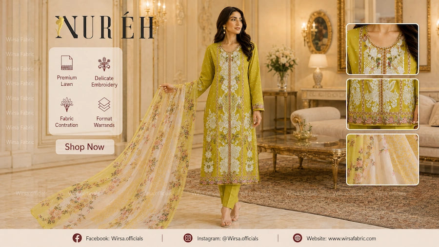 Nureh Riaz Arts Design 38 - Embroidered Lawn Front,with Chiffon Dupatta