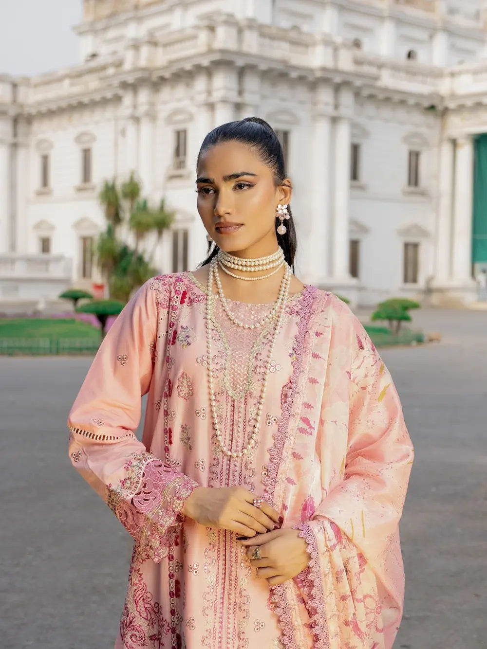 Rossetta — 3PC Embroidered Luxury Lawn Suit with Silk Dupatta | Wirsa Summer Collection - Unstitched 3Pc - wirsa fabric