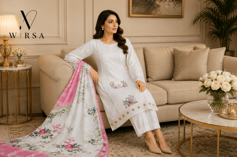 Wirsa Regular 5 — 3PC Embroidered Lawn Suit - Lawn Suit - wirsa fabric