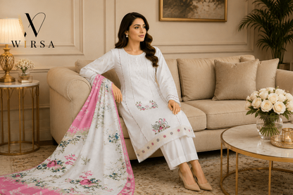 Wirsa Regular 5 — 3PC Embroidered Lawn Suit - Lawn Suit - wirsa fabric