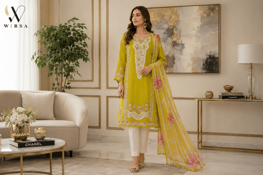 Wirsa Regular 6 — 3PC Embroidered Lawn Suit - Lawn Suit - wirsa fabric