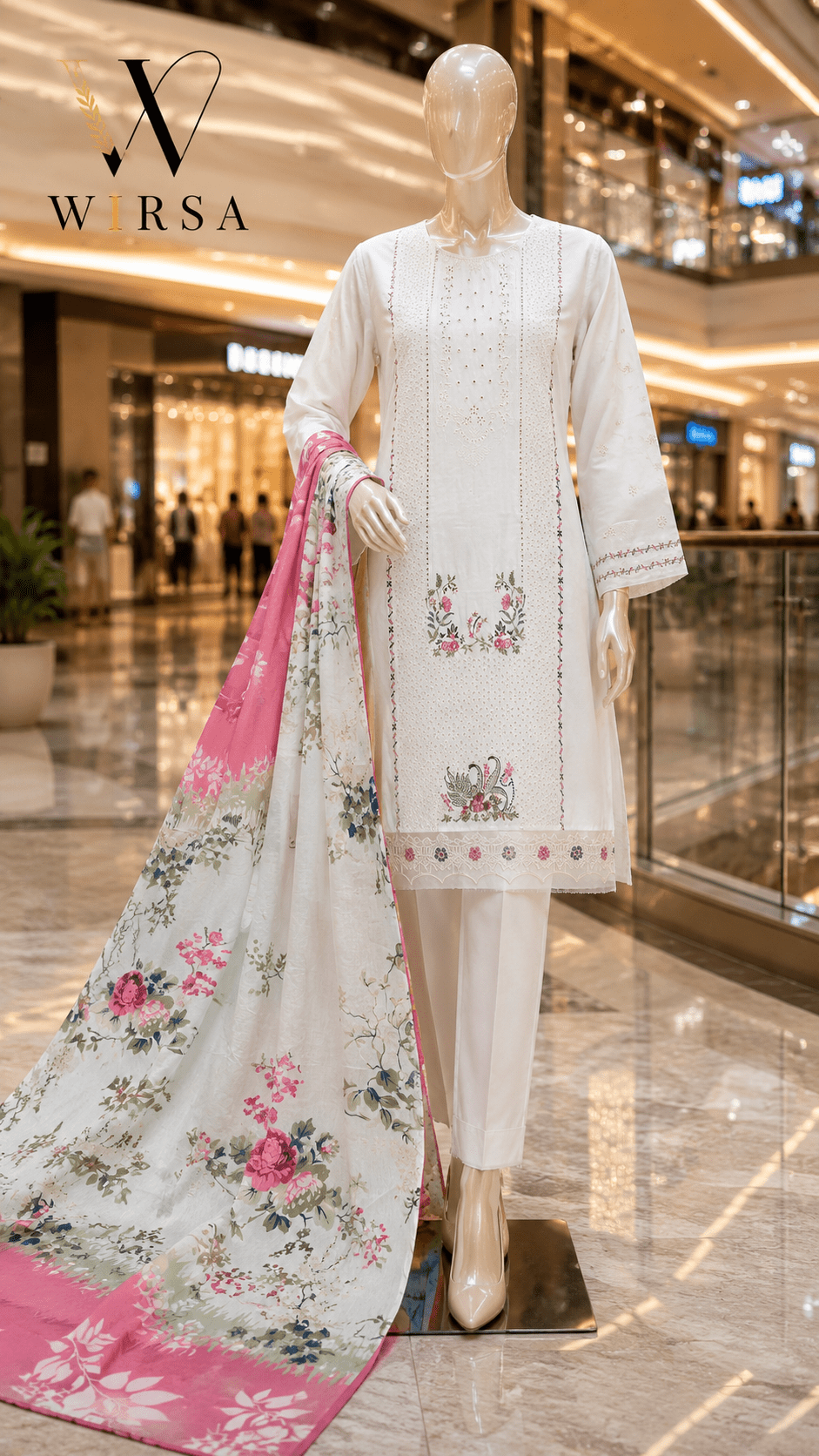 Wirsa Regular 5 — 3PC Embroidered Lawn Suit - Lawn Suit - wirsa fabric