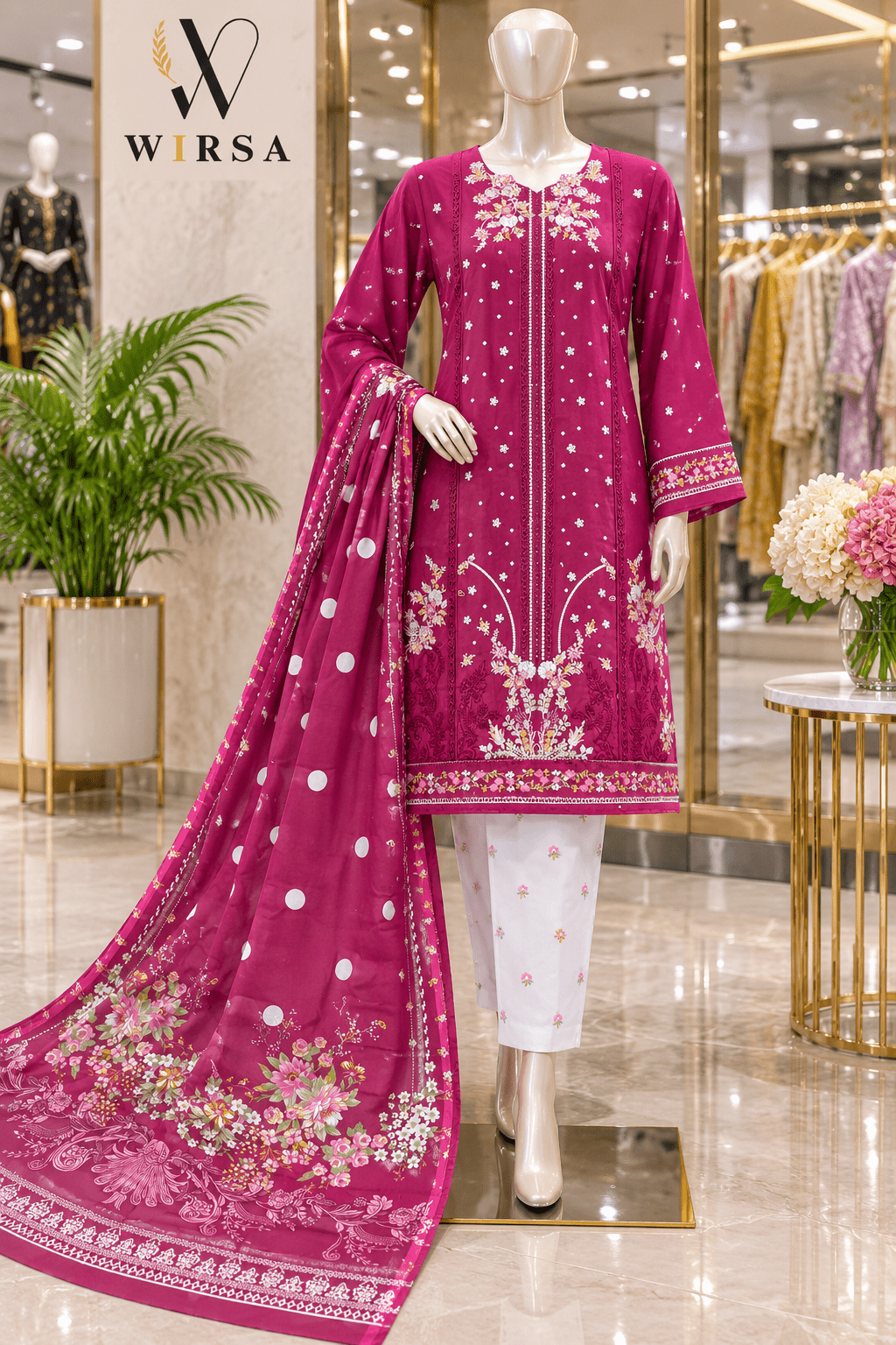 Wirsa Regular 4 — 3PC Embroidered Lawn Suit - Lawn Suit - wirsa fabric