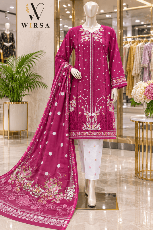 Wirsa Regular 4 — 3PC Embroidered Lawn Suit - Lawn Suit - wirsa fabric