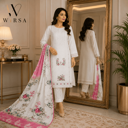 Wirsa Regular 5 — 3PC Embroidered Lawn Suit - Lawn Suit - wirsa fabric