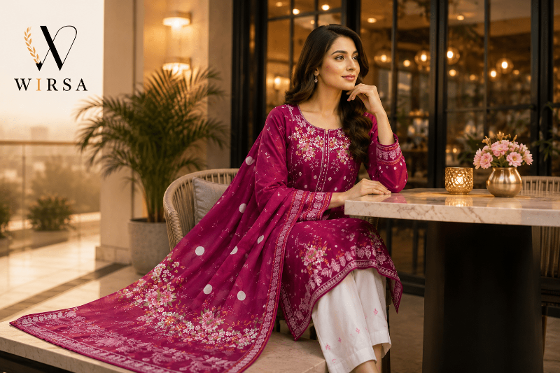 Wirsa Regular 4 — 3PC Embroidered Lawn Suit - Lawn Suit - wirsa fabric
